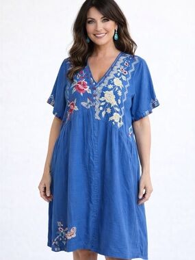 Johnny Was Florence extremely heavily embroidered AsymmetricalTunic Dress NWT
